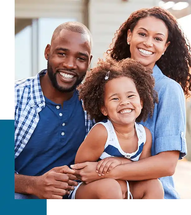 smiling father, mother and their daughter photo photo of smiling father, mother and their daughter